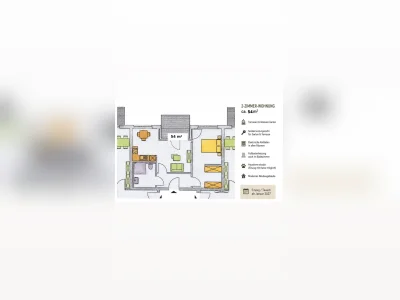 Potsdam, Bornstedt: 2-Zimmer-Wohnung, 54 m²