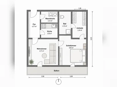 55 m² Wohnung in Köln, Porz