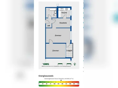2-Zimmer-Wohnung in Hamburg, Harburg, 61,25m² von der saga
