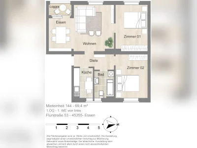 3-Zimmer-Wohnung in Essen, Stadtbezirk IV